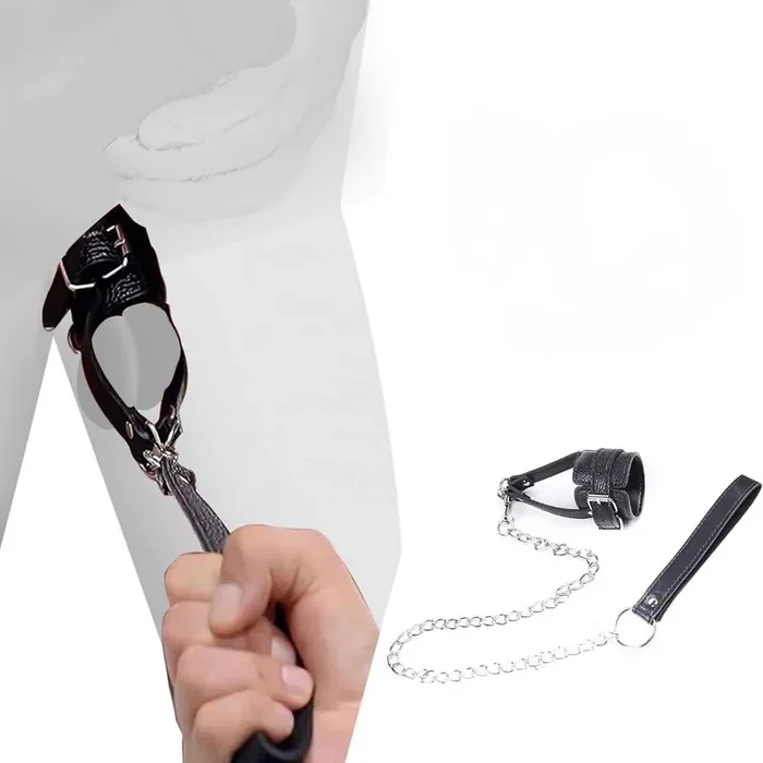 Men Dick Leather Pulling Collar