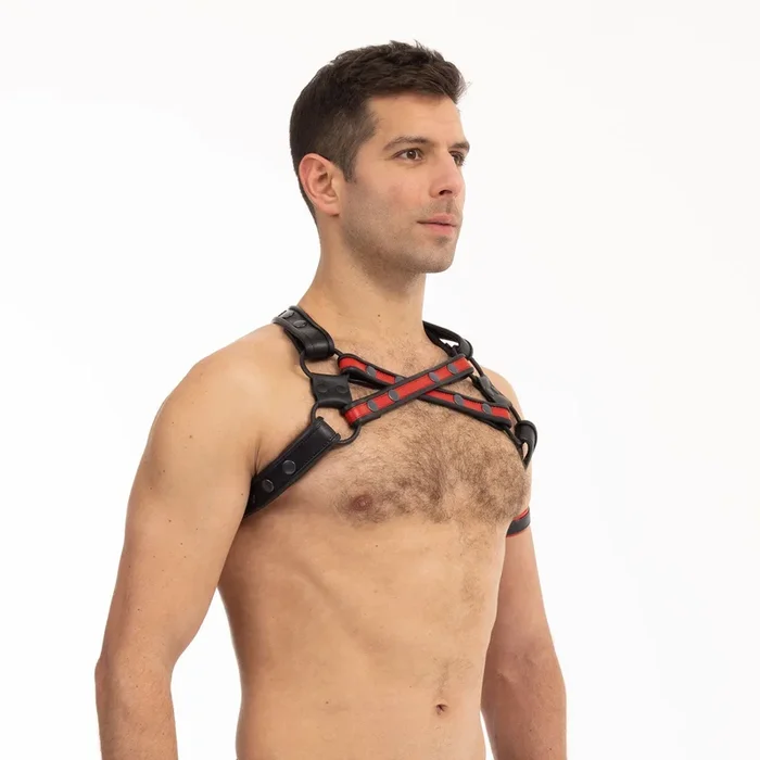 Prowler RED Leather Cross Harness Black Red